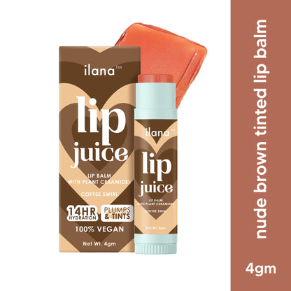 Ilana Lip Juice Hydrating & Plumping Tinted Lip Balm - Coffee Swirl