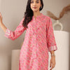 Dhiyona VA Women'sBandhani Printed Mandarin Collar Straight Kurta With Trouser