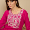 Dhiyona IE Floral Embroidered Round Neck Sequinned Machine Weave Straight Kurta