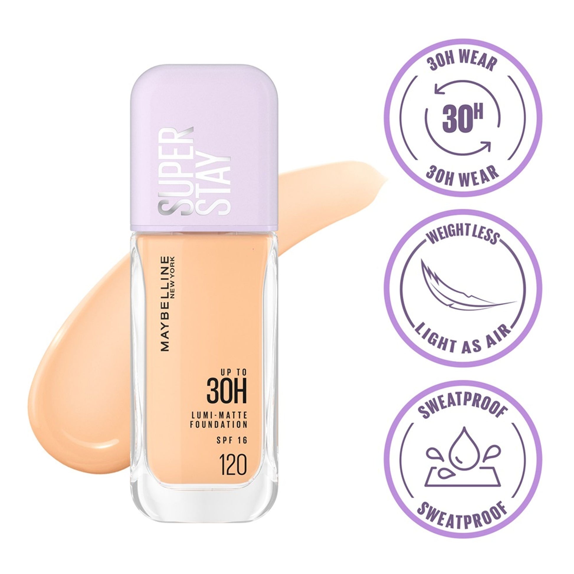 Maybelline New York Super Stay Lumi-Matte Liquid Foundation - 120