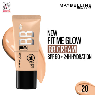 Maybelline New York Fit Me Glow BB Skin Tint, SPF 50, Niacinamide, Normal to Dry Skin - 20