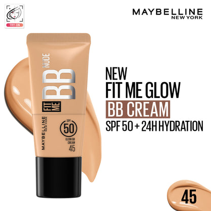 Maybelline New York Fit Me Glow BB Skin Tint, SPF 50, Niacinamide, Normal to Dry Skin - 45