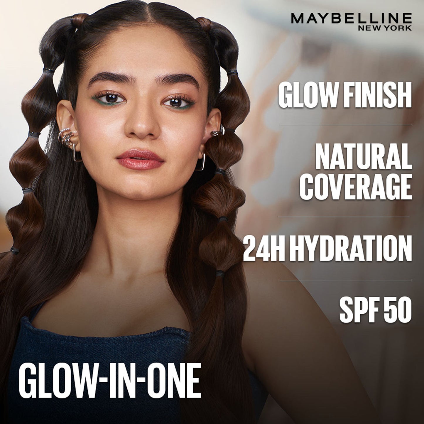 Maybelline New York Fit Me Glow BB Skin Tint, SPF 50, Niacinamide, Normal to Dry Skin - 45