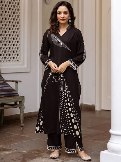 Indyancart IE Printed Three-Quarter Sleeves Tunic With Trouser