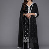 Indyancart VA Women'sFloral Embroidered V-Neck Pure Cotton Straight Kurta with Trousers & Dupatta
