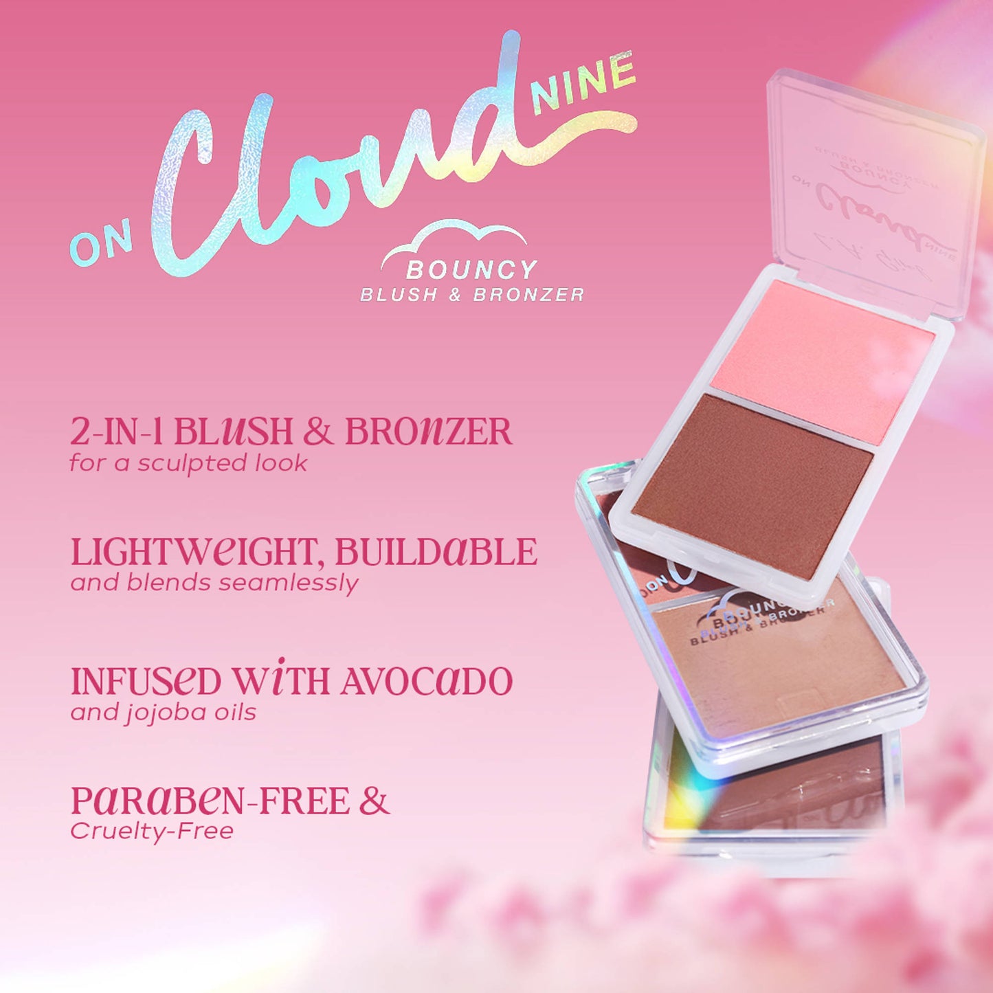 L.A. Girl On Cloud Nine Bouncy Blush & Bronzer - Dreamy Pink