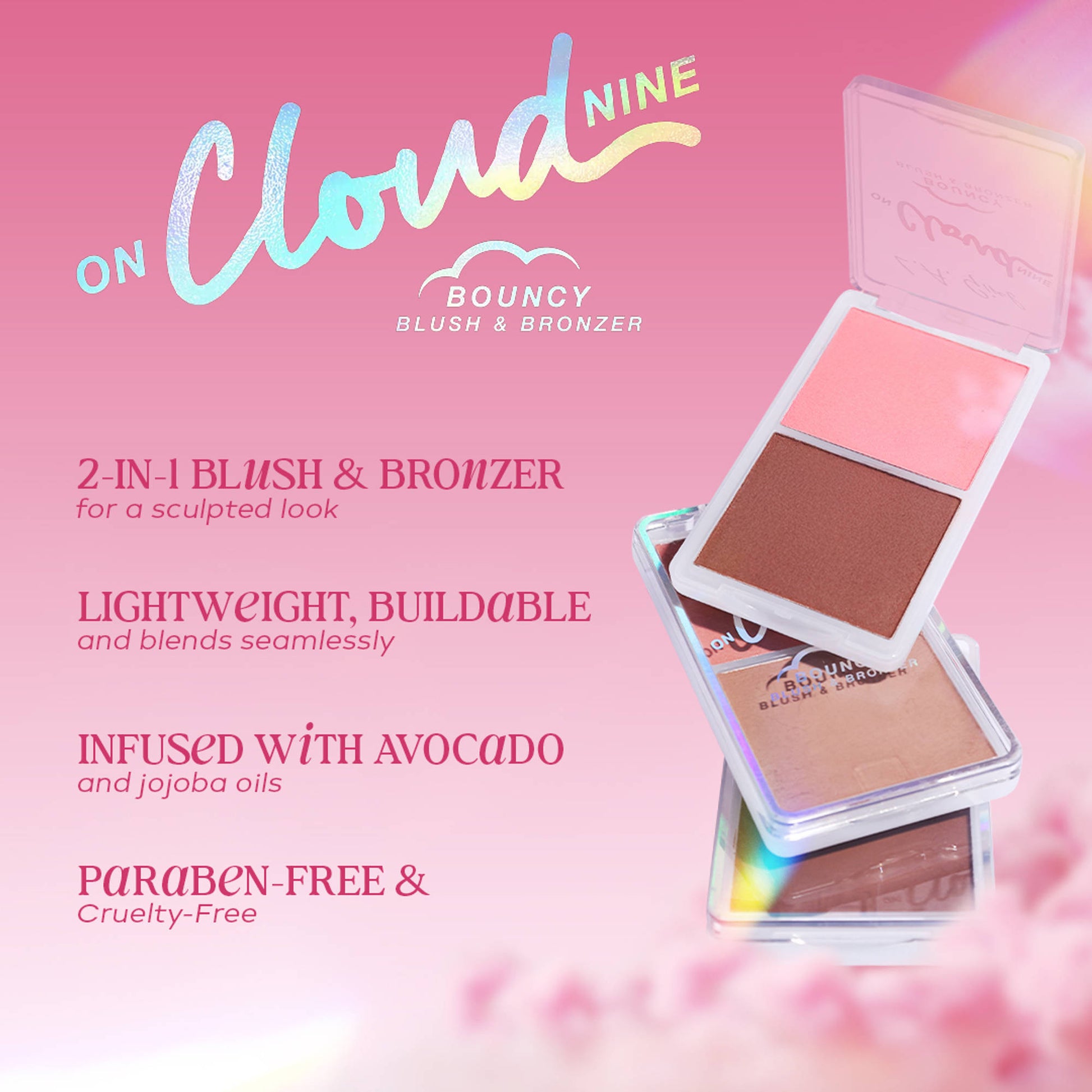 L.A. Girl On Cloud Nine Bouncy Blush & Bronzer - Dreamy Pink