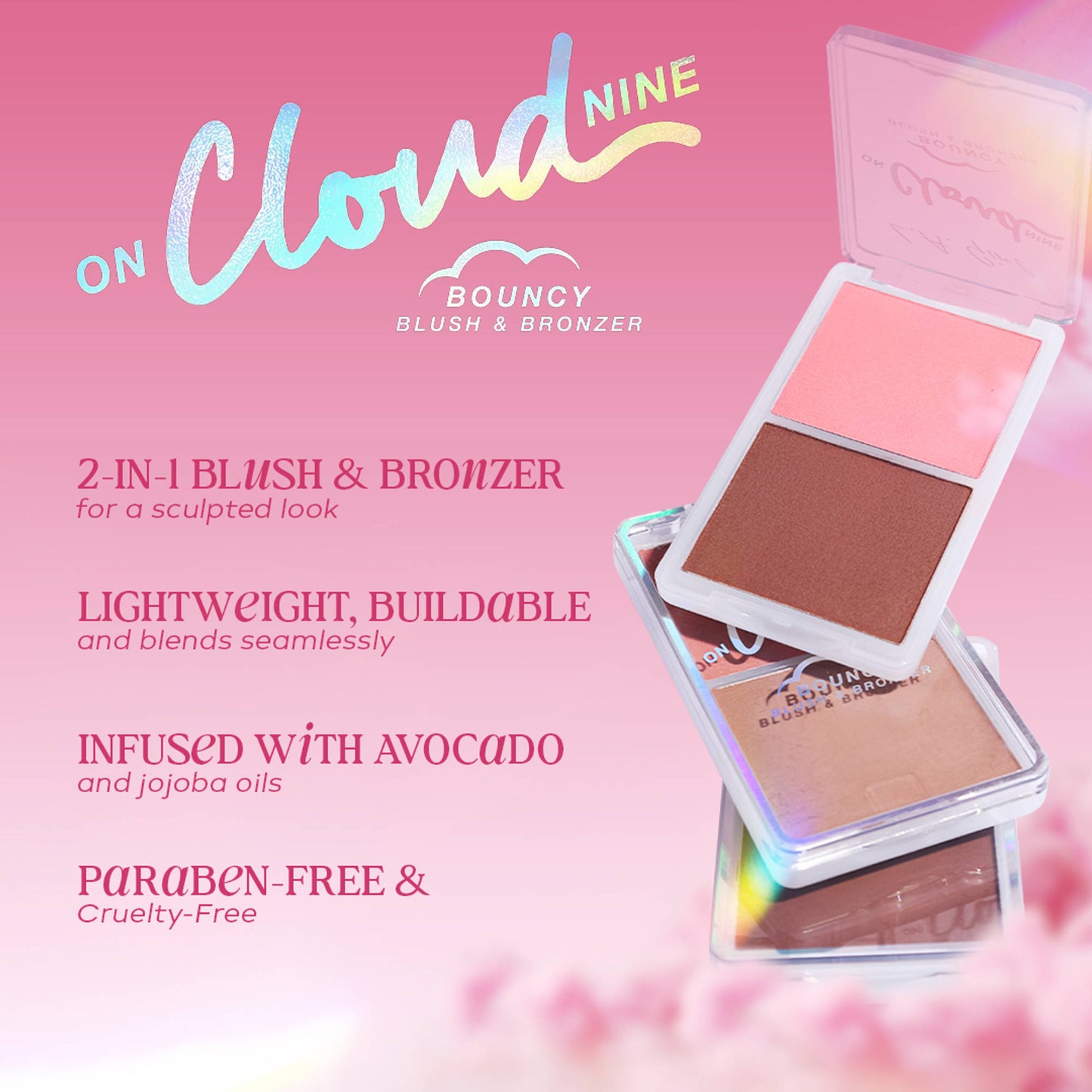 L.A. Girl On Cloud Nine Bouncy Blush & Bronzer - Coral Bliss