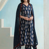 Women's Ethnic Motifs Printed V-Neck Pure Cotton A-Line Kurta with Palazzos & Dupatta