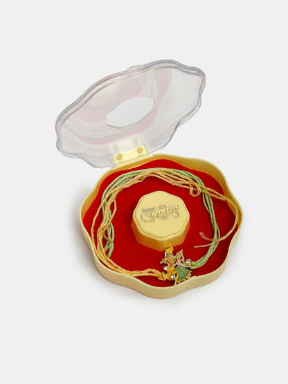 Anouk Unisex Set Of 2 Multicolor Gold-Toned Radha Krishna Beaded Bhaiya Bhabhi Rakhi