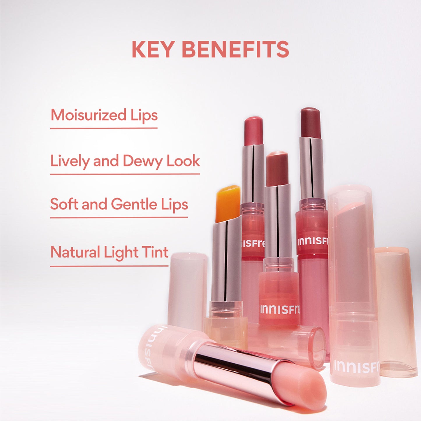 Innisfree Dewy Tint Lip Balm Baby Pink - Hydrating & Glossy Finish With Hyaluronic Acid - Baby Pink