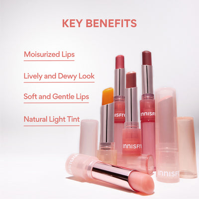 Innisfree Dewy Tint Lip Balm Baby Pink - Hydrating & Glossy Finish With Hyaluronic Acid - Baby Pink