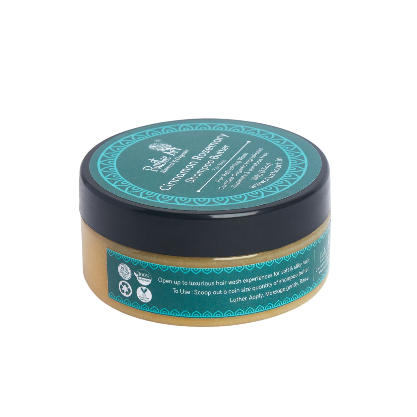 Rustic Art Natural & Organic Cinnamon Rosemary Shampoo Butter for Men