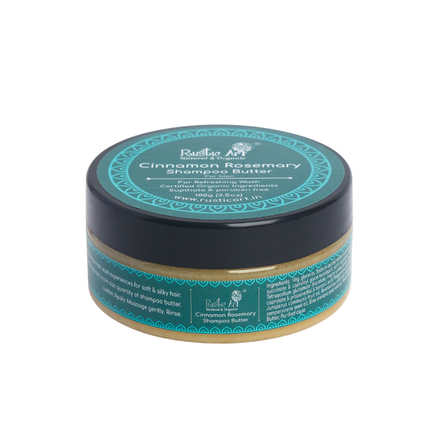 Rustic Art Natural & Organic Cinnamon Rosemary Shampoo Butter for Men
