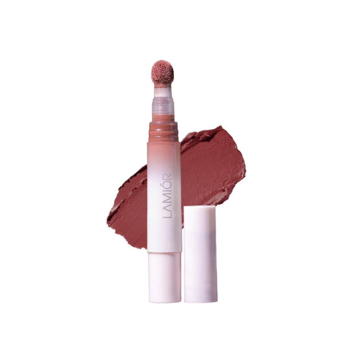 La Mior Blurry Fudgy Lip Tint in Pretzels, showing the creamy, fudgy lip tint formula with a soft, blurred effect appearance.