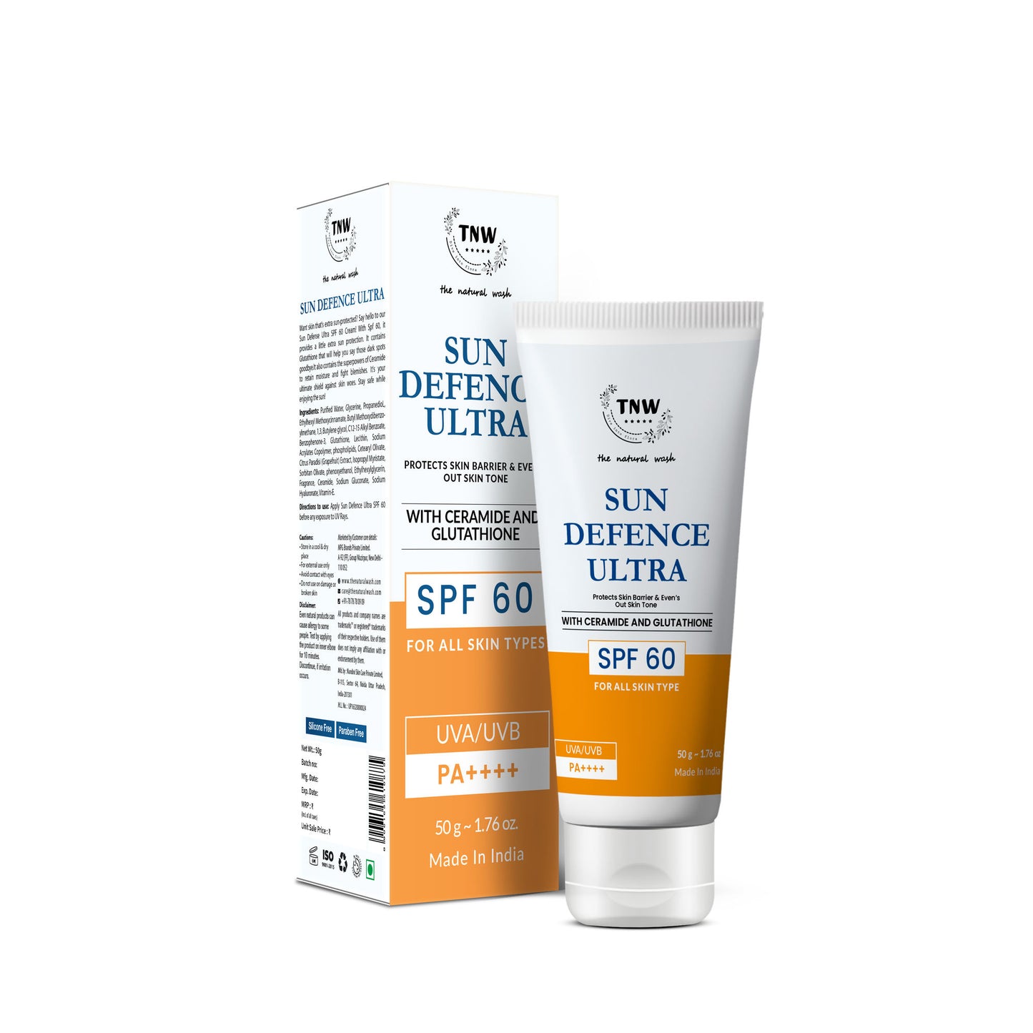 TNW The Natural Wash Sun Defence Sunscreen SPF 60 UVA UVB PA++++ Sunblock Suncream