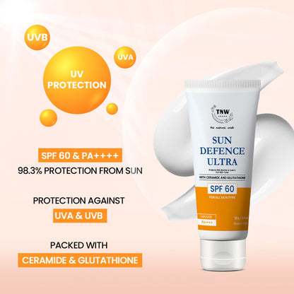 TNW The Natural Wash Sun Defence Sunscreen SPF 60 UVA UVB PA++++ Sunblock Suncream