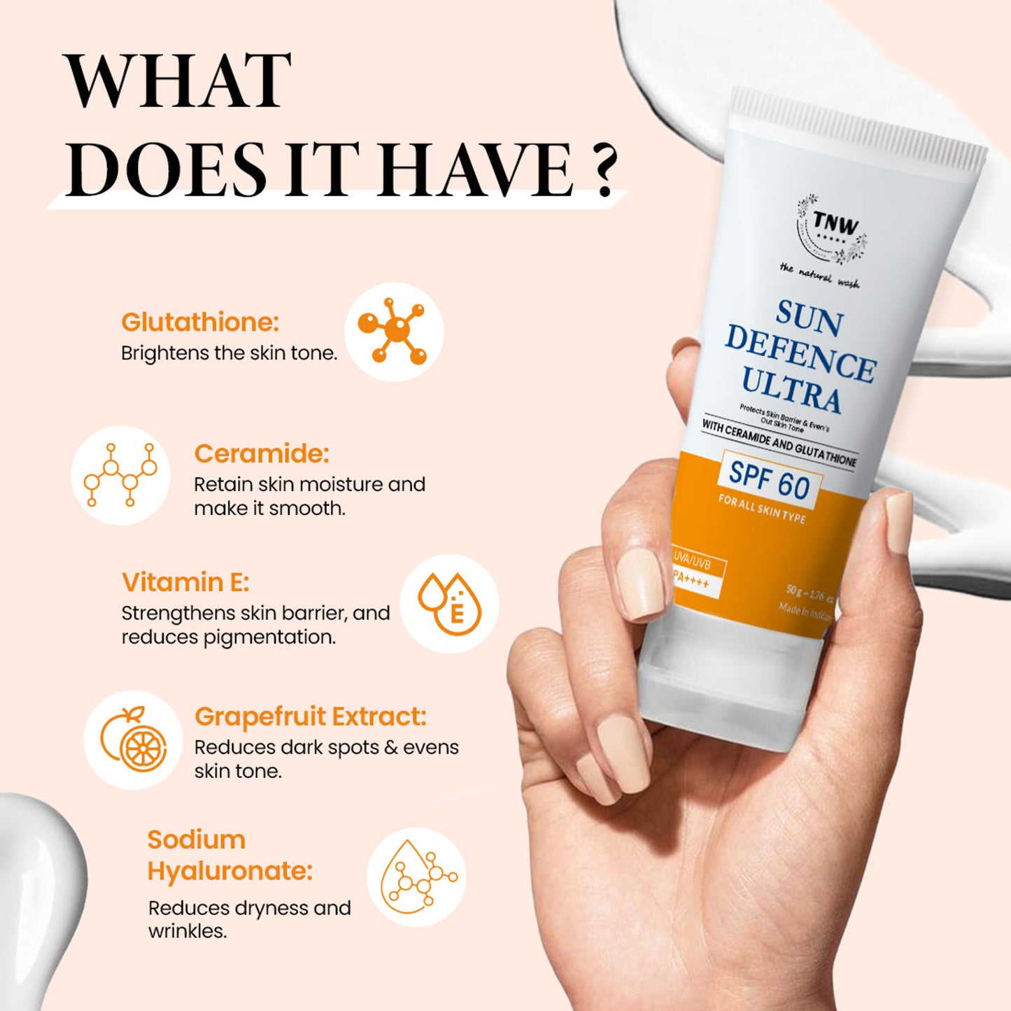 TNW The Natural Wash Sun Defence Sunscreen SPF 60 UVA UVB PA++++ Sunblock Suncream