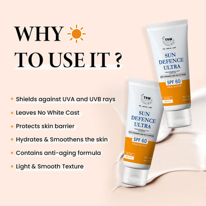 TNW The Natural Wash Sun Defence Sunscreen SPF 60 UVA UVB PA++++ Sunblock Suncream