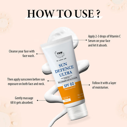 TNW The Natural Wash Sun Defence Sunscreen SPF 60 UVA UVB PA++++ Sunblock Suncream
