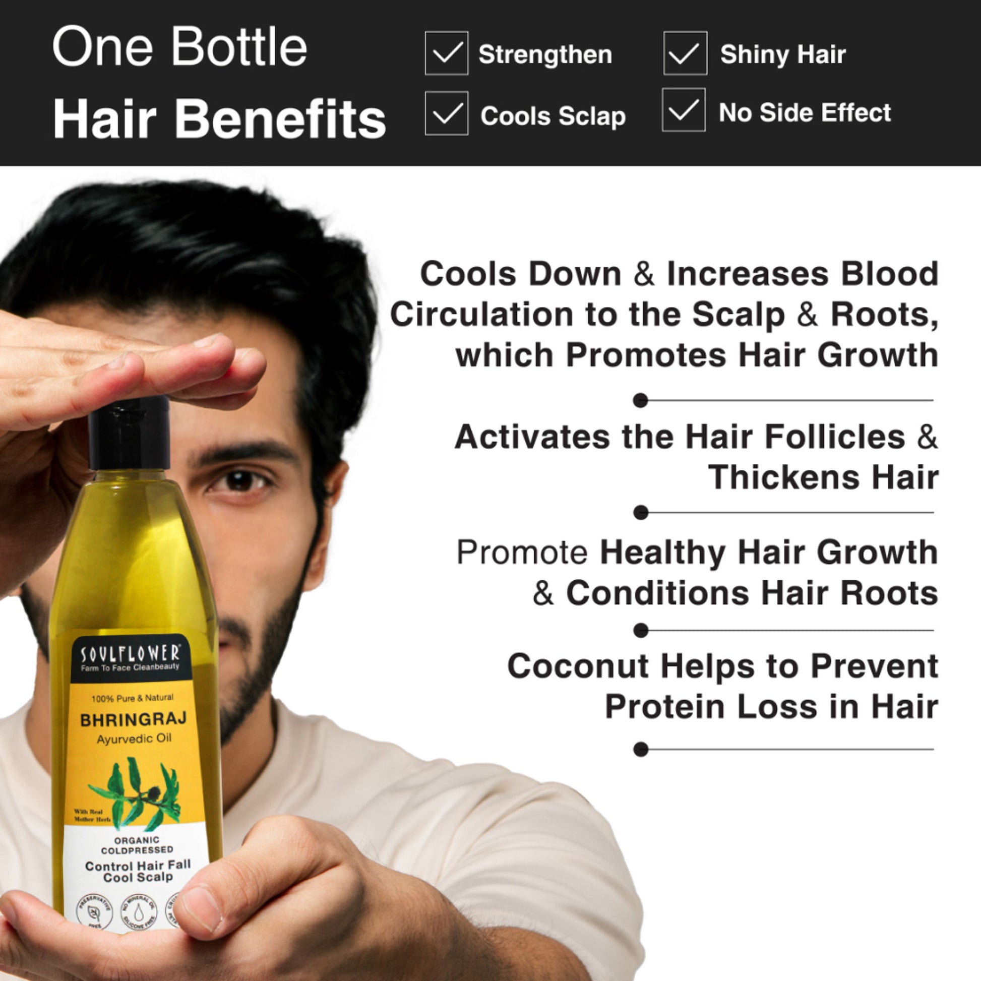 Soulflower Coldpressed Pure Natural Bhringraj Oil with Coconut and Sesame