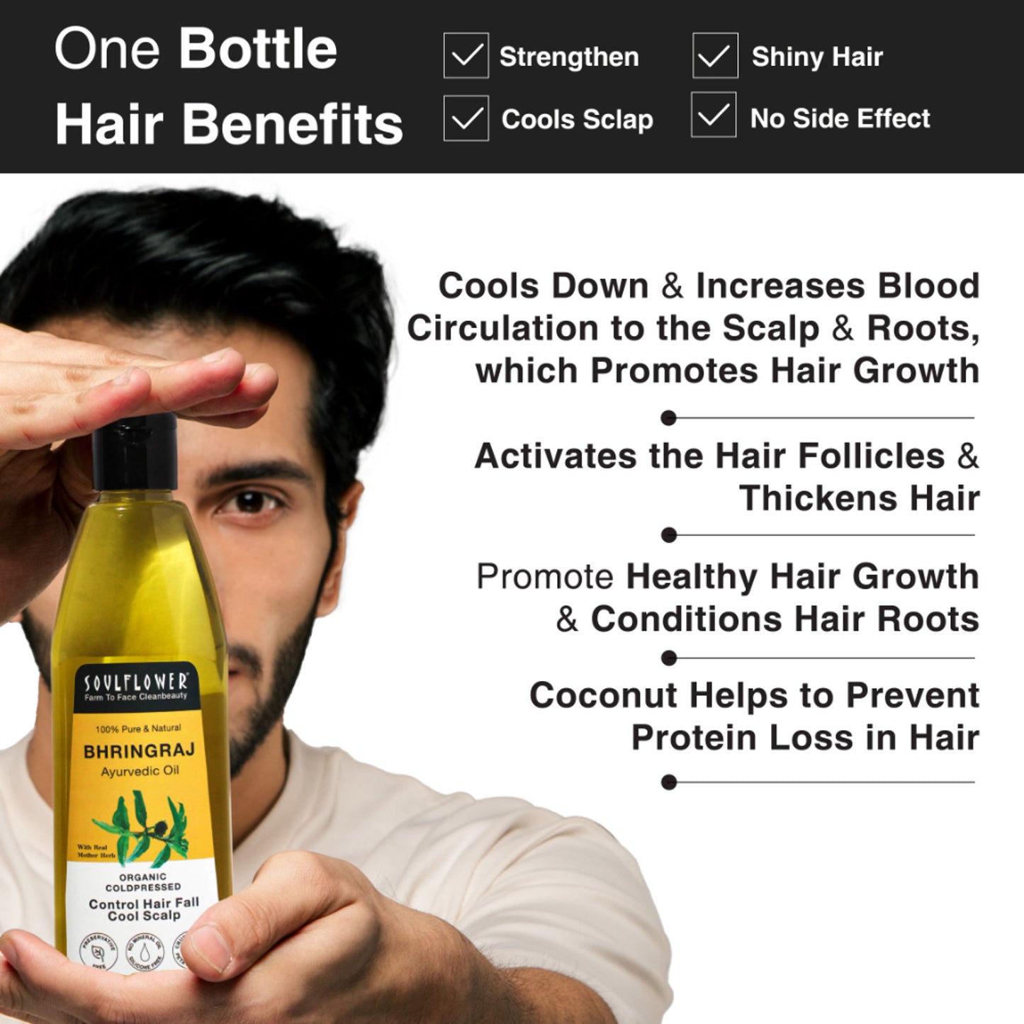 Soulflower Coldpressed Pure Natural Bhringraj Oil with Coconut and Sesame