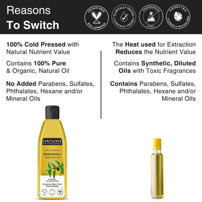 Soulflower Coldpressed Pure Natural Bhringraj Oil with Coconut and Sesame