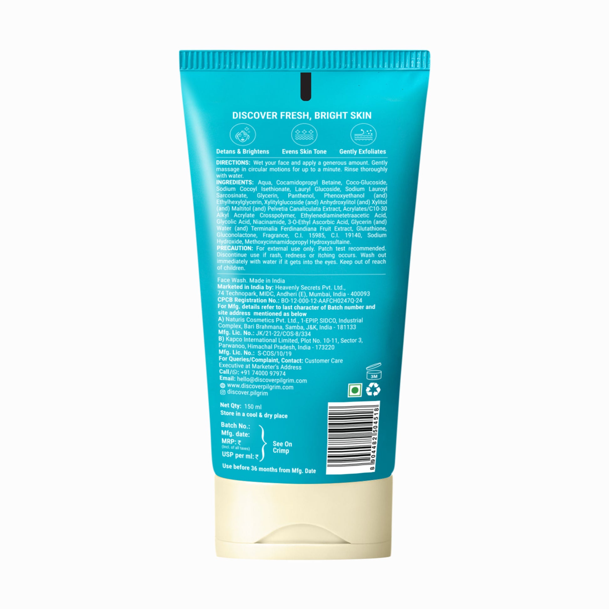 Pilgrim 10% Vitamin C Brightening Gel Face Wash Triple Glow+++ with 5% Niacinamide For Dark Spots