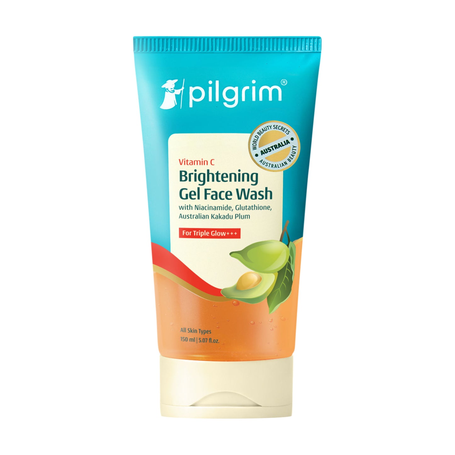 Pilgrim 10% Vitamin C Brightening Gel Face Wash Triple Glow+++ with 5% Niacinamide For Dark Spots