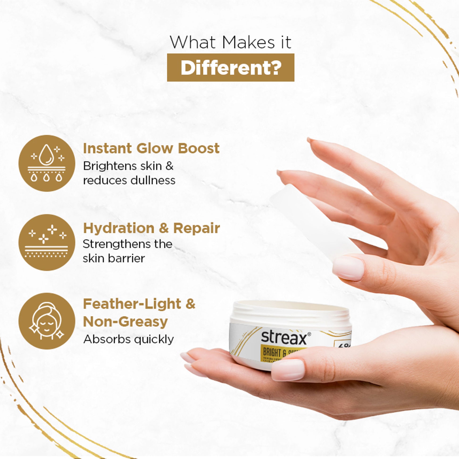 Streax Bright & Shine Serum Infused Face Cream Gel
