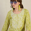 Indyancart IE Embroidered Pure Cotton Round Neck Top With Trousers Co-Ords