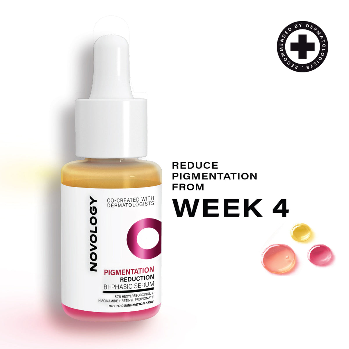 Novology Bi-Phasic Serum for Hyperpigmentation, Dark Spots, Blemishes and Acne Marks, Dermat Tested