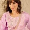 Dhiyona IE Women Ethnic Motifs Embroidered Regular Thread Work Liva Kurta with Trousers & With Dupatta