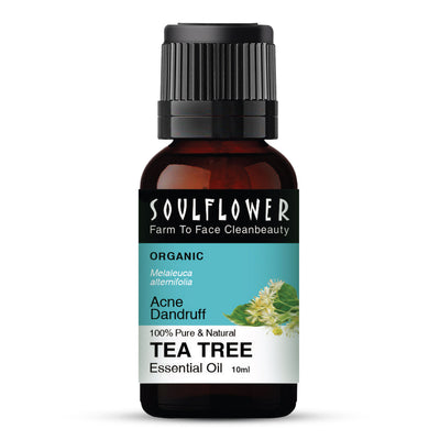 Soulflower Tea Tree Essential Oil For Active Acne & Pimples, Blemishes & Flakes