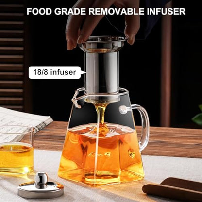 Jinelza Pyramid Shape Borosilicate Glass Tea Pot with Infuser 750ml