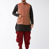 Men's Black Silk Blend Straight Jacket  Kurta and Dhoti Set