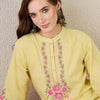 Dhiyona IE Women Floral Embroidered Cotton Kurta with Trousers