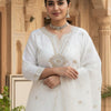 Dhiyona IE Floral Embroidered Notch Neck Sequinned Straight Kurta With Trousers & Dupatta