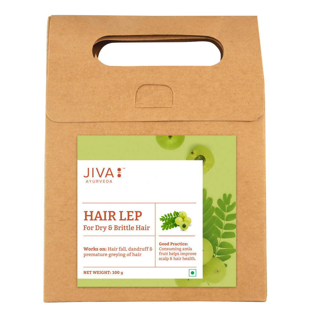 Jiva Ayurveda Hair Lep hair mask in a jar, showing smooth, natural ingredients and creamy texture for nourishing hair care.