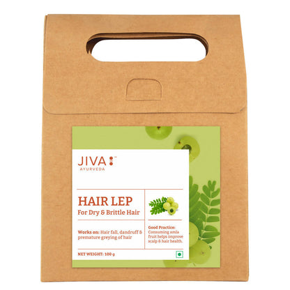 Jiva Ayurveda Hair Lep hair mask in a jar, showing smooth, natural ingredients and creamy texture for nourishing hair care.