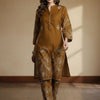 Indyancart IE Floral Embroidered Regular Thread Work Pure Cotton Kurta With Trousers