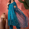 Dhiyona SN Women's Floral Embroidered Thread Work Straight Kurta With Trousers & Dupatta