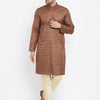 Men's Coffee Brown Silk Blend Straight Kurta Pyjama Set