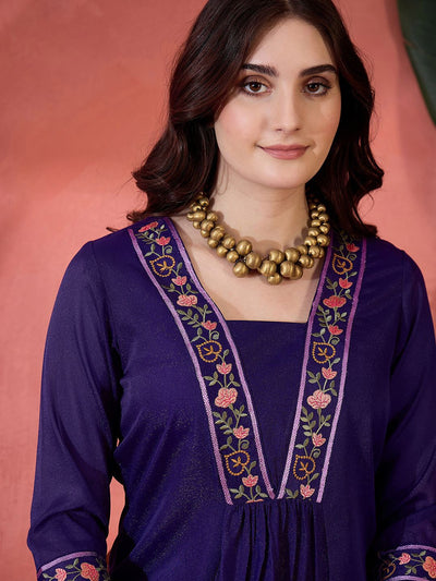 Indyancart SN Women's Thread Embroidered Kurta With Trousers