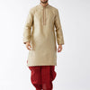 Men's Beige Silk Blend Straight Kurta and Dhoti Set