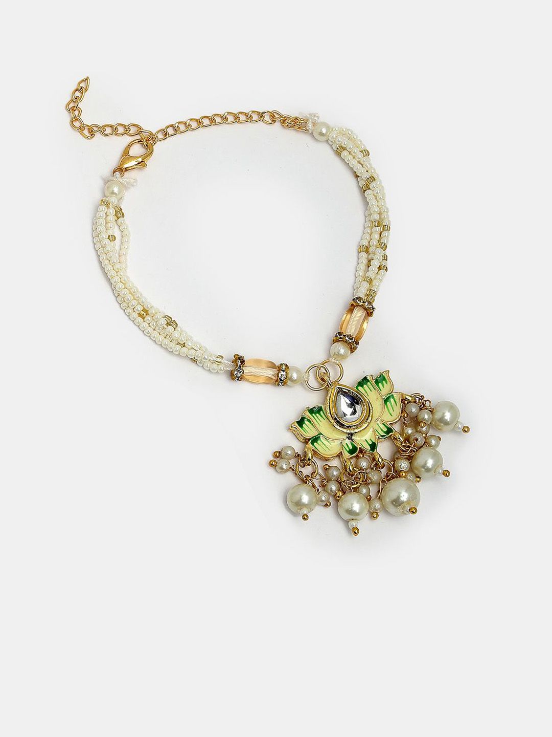 Anouk Kundan Studded And Beaded Lotus Shape Bhaiya Bhabhi Rakhis With Roli Chawal