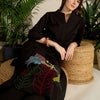 Dhiyona IE Embroidered Mandarin Collar A-Line Kurta With Trouser