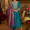 Dhiyona IE Women Ethnic Motifs Embroidered Regular A-Line Kurta with Trousers & Dupatta