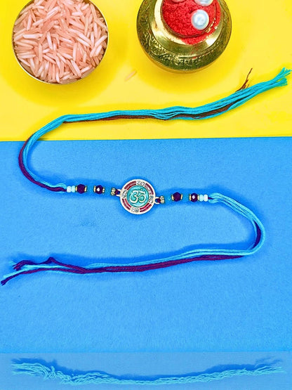 Anouk Set Of 3 Beaded Cotton Thread with AD Stones & Meenakari Designer Rakhi for Brother