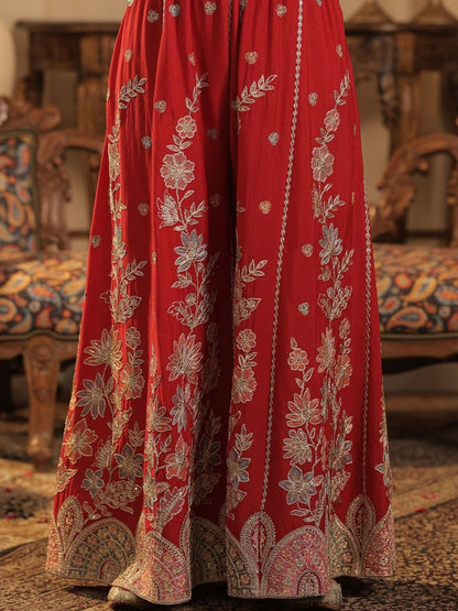 Indyancart IE Women Floral Printed Kurta with Palazzo & Dupatta